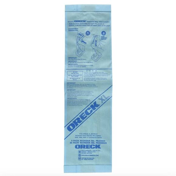 Oreck Commercial PK80009 Disposable Vacuum Bags XL Standard Filtration 9/Pack - Picture 5 of 5